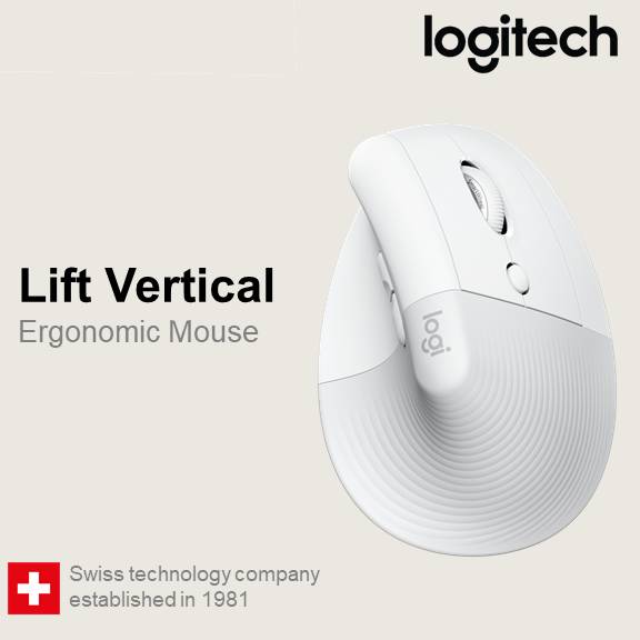 Logitech Lift Vertical Ergonomic Wireless Mouse ( Pale Grey )